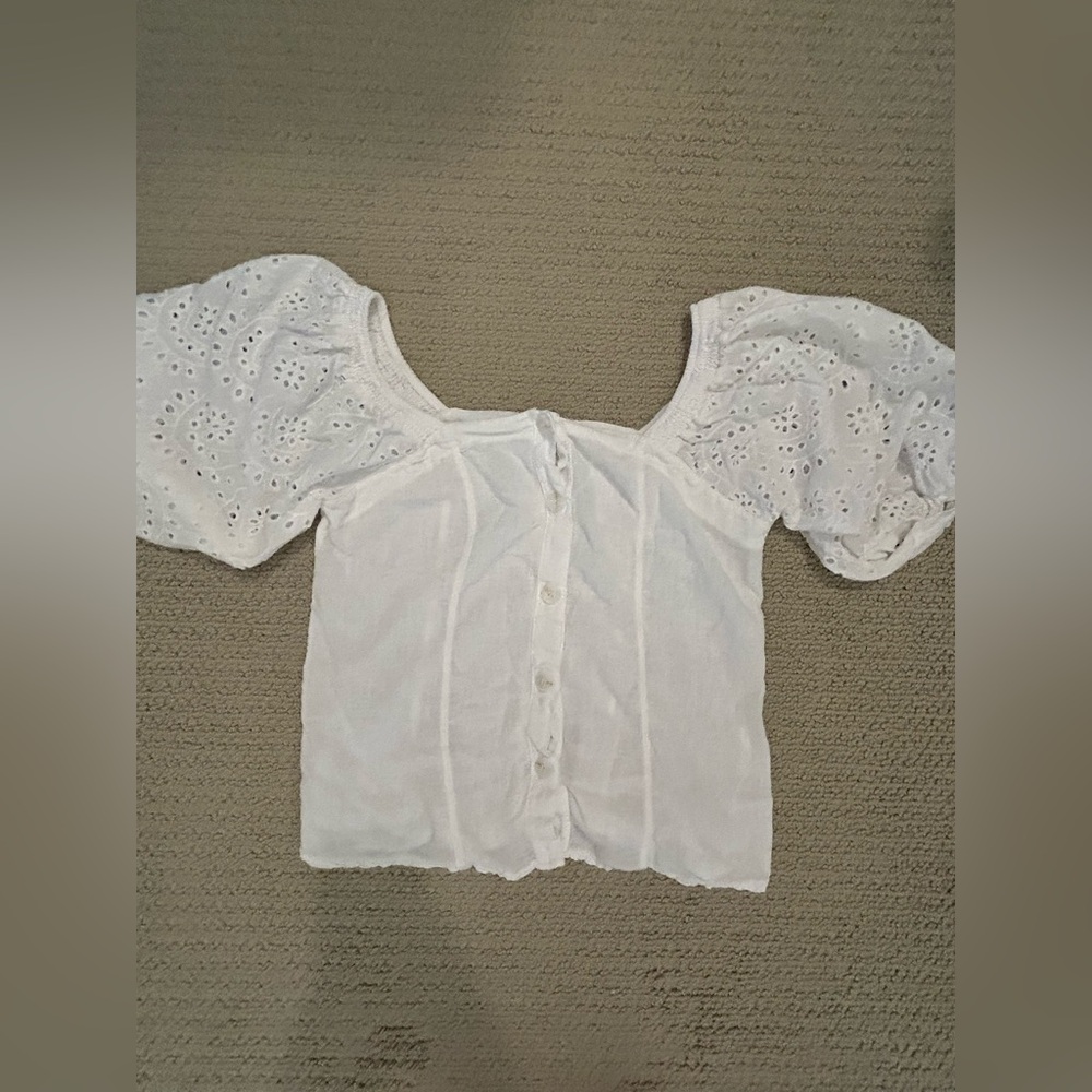 Valentina White Eyelet Button-Up Blouse
